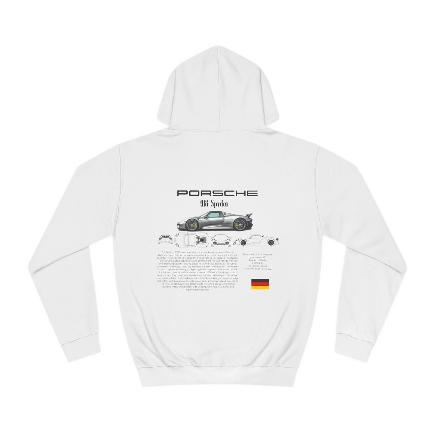 Porsche 918 Spider Quality Hoodie For Car Lovers And Enthusiasts