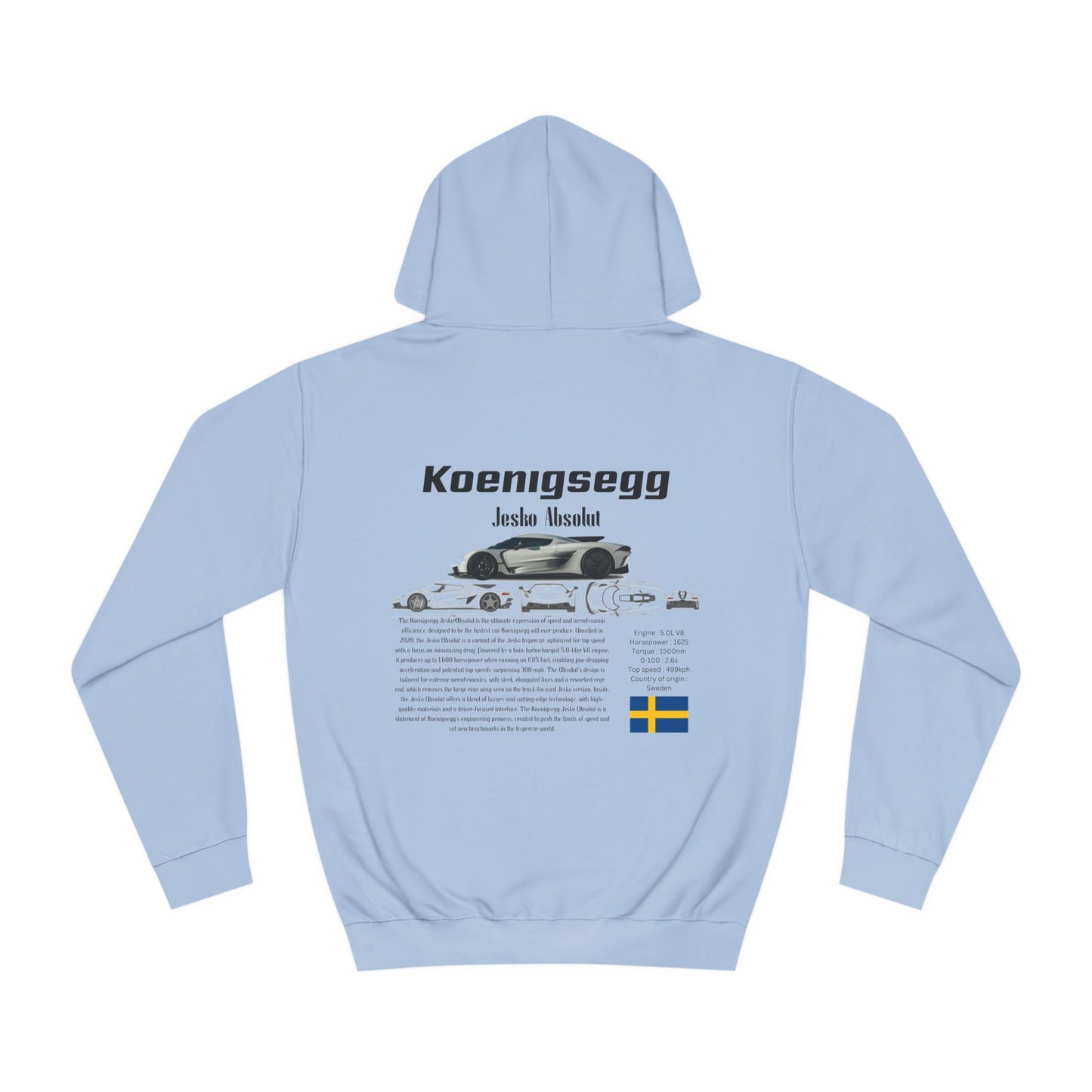 Koenigsegg Jesko Absolut Quality Hoodie for car lovers and enthusiasts