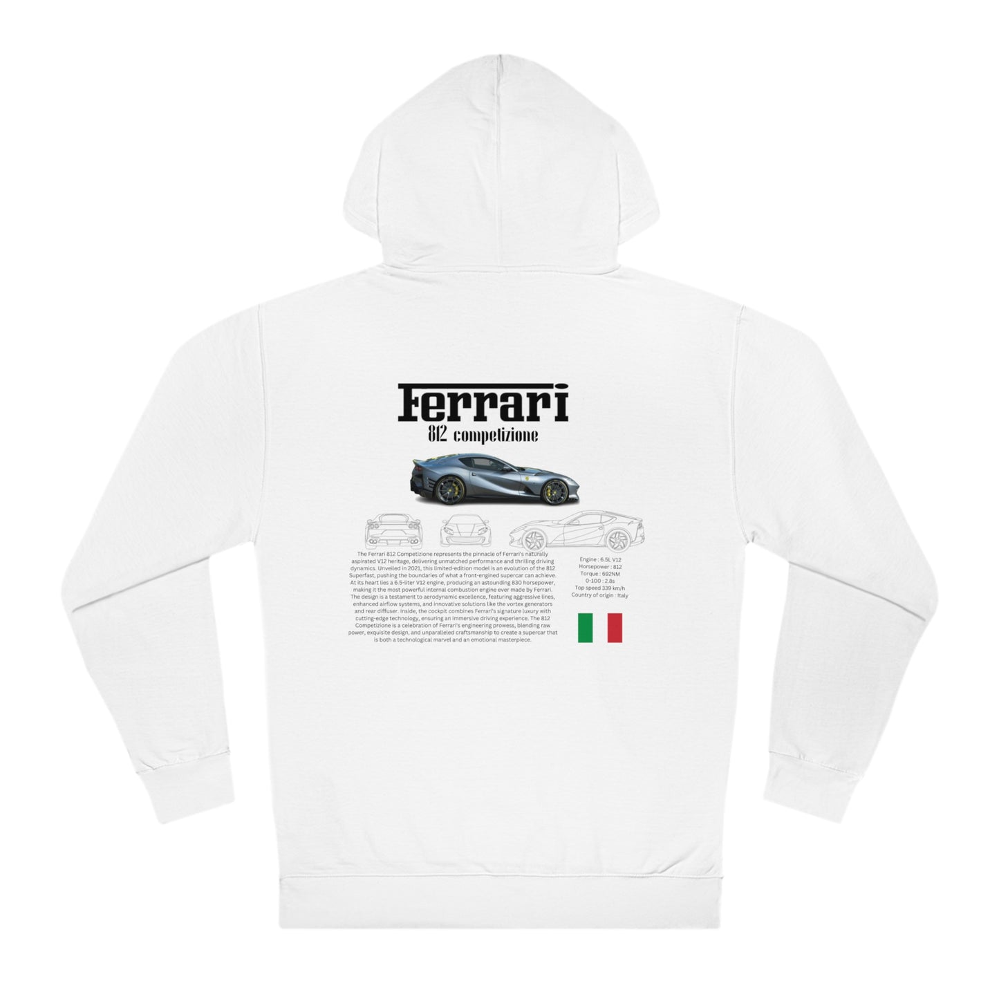 Ferrari 812 Competizione Fashion Hoodie For Car Lovers And Enthusiasts