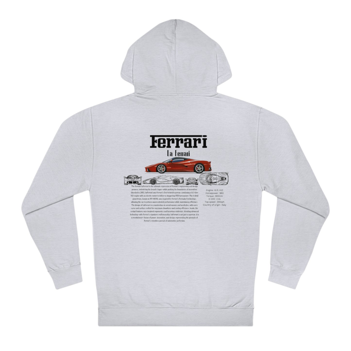 Ferrari LaFerrari Fashion Hoodie for car lovers and enthusiasts