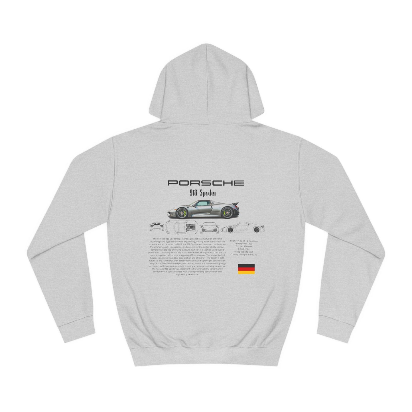 Porsche 918 Spider Quality Hoodie For Car Lovers And Enthusiasts