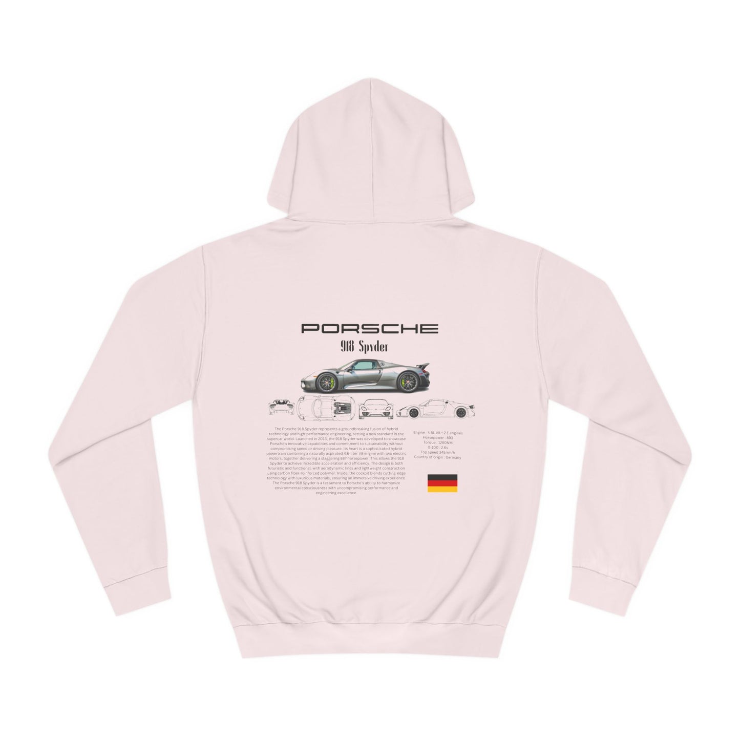 Porsche 918 Spider Quality Hoodie For Car Lovers And Enthusiasts