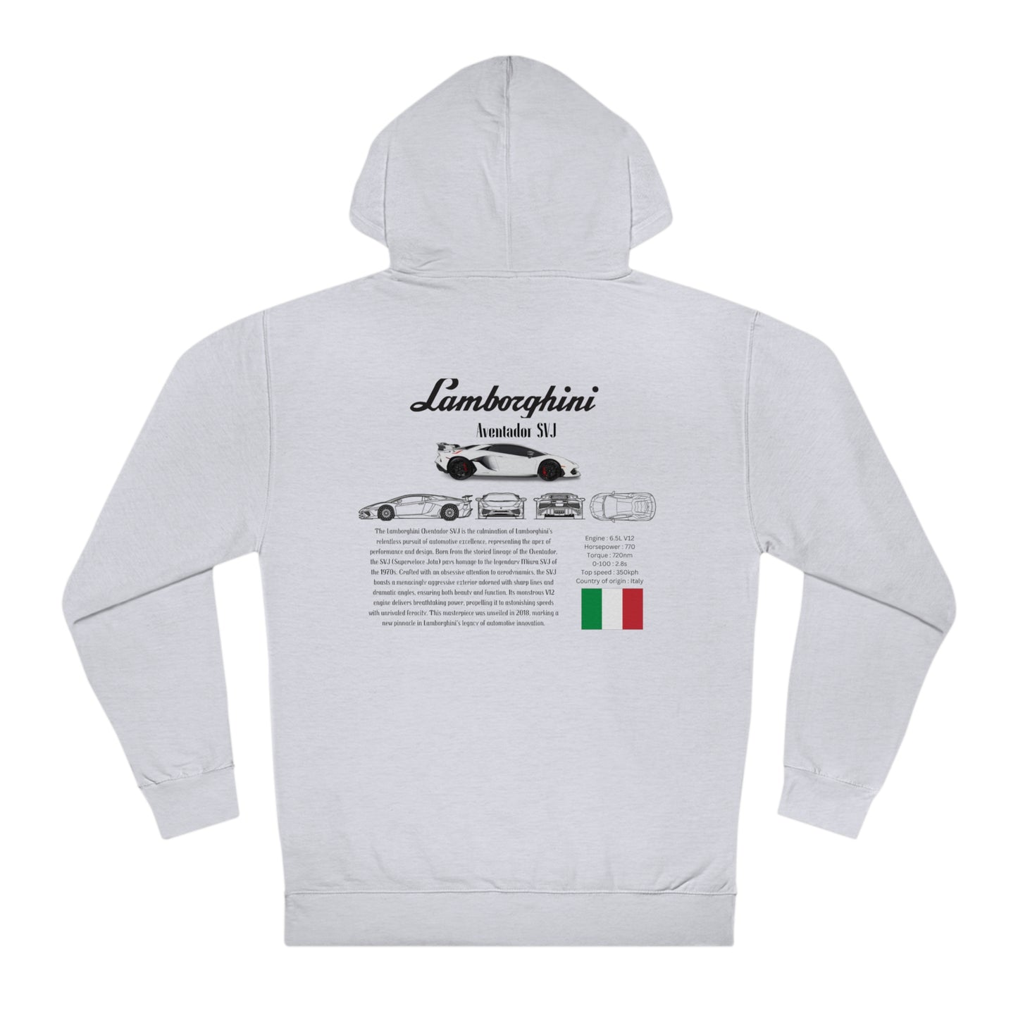 Lamborghini Aventador SVJ Fashion Hoodies for car lovers and Enthusiasts