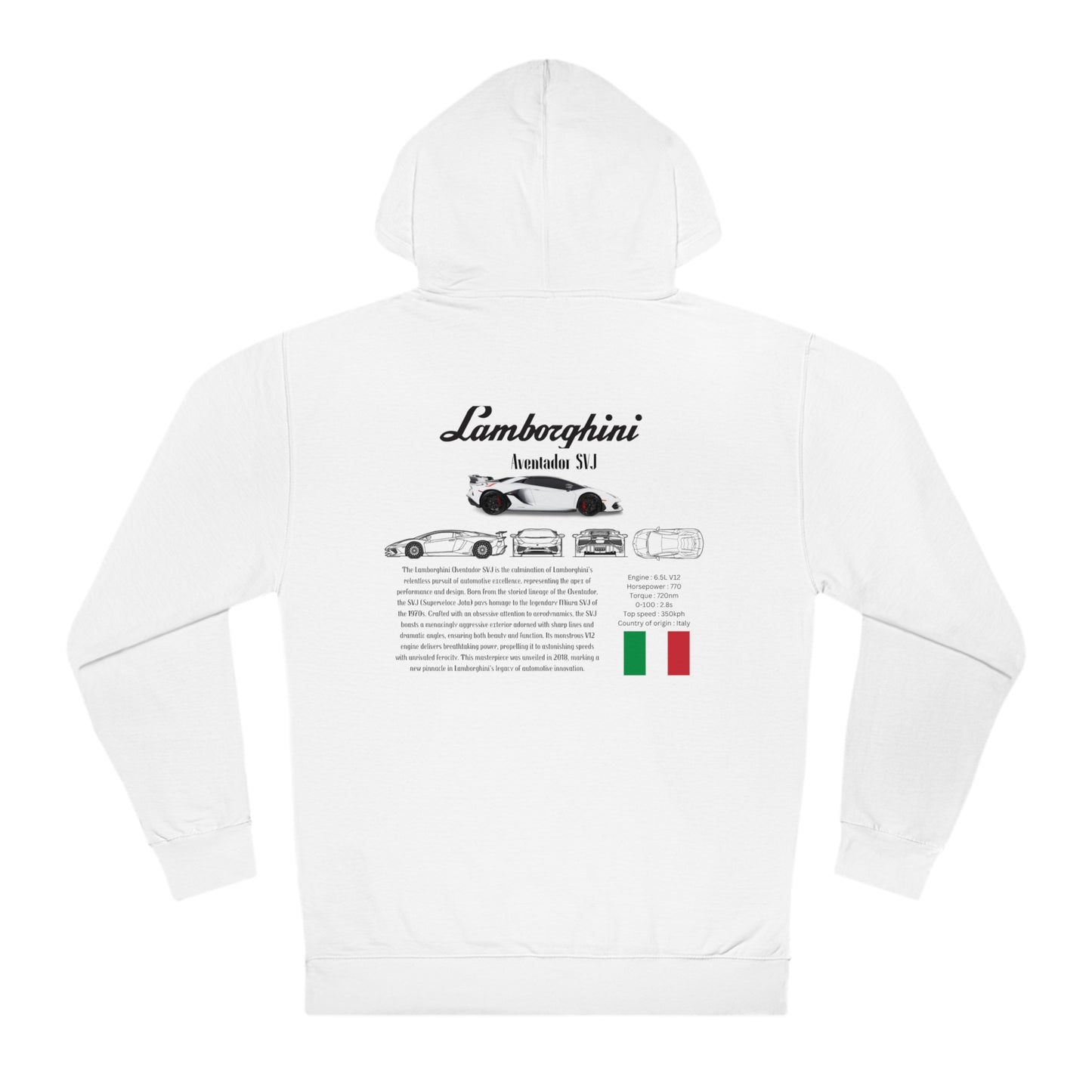 Lamborghini Aventador SVJ Fashion Hoodies for car lovers and Enthusiasts