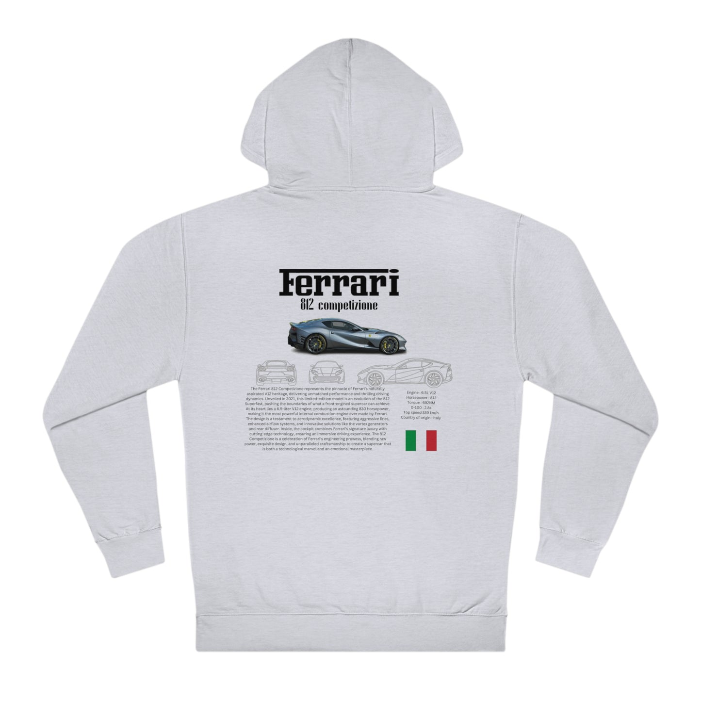 Ferrari 812 Competizione Fashion Hoodie For Car Lovers And Enthusiasts