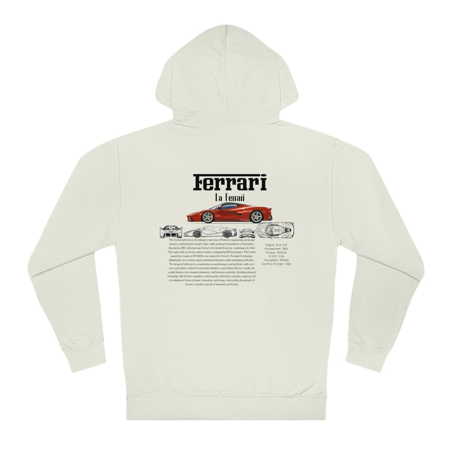 Ferrari LaFerrari Fashion Hoodie for car lovers and enthusiasts