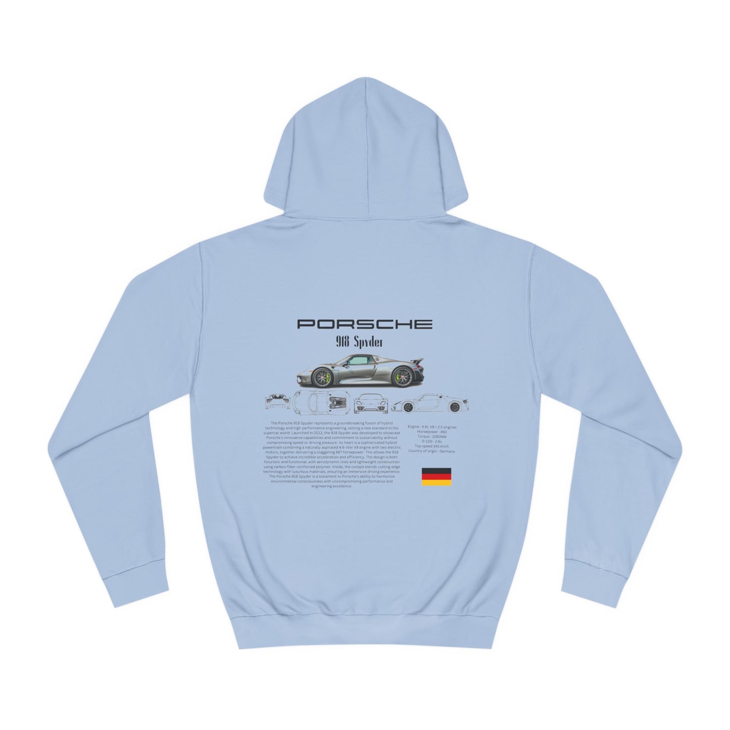 Porsche 918 Spider Quality Hoodie For Car Lovers And Enthusiasts