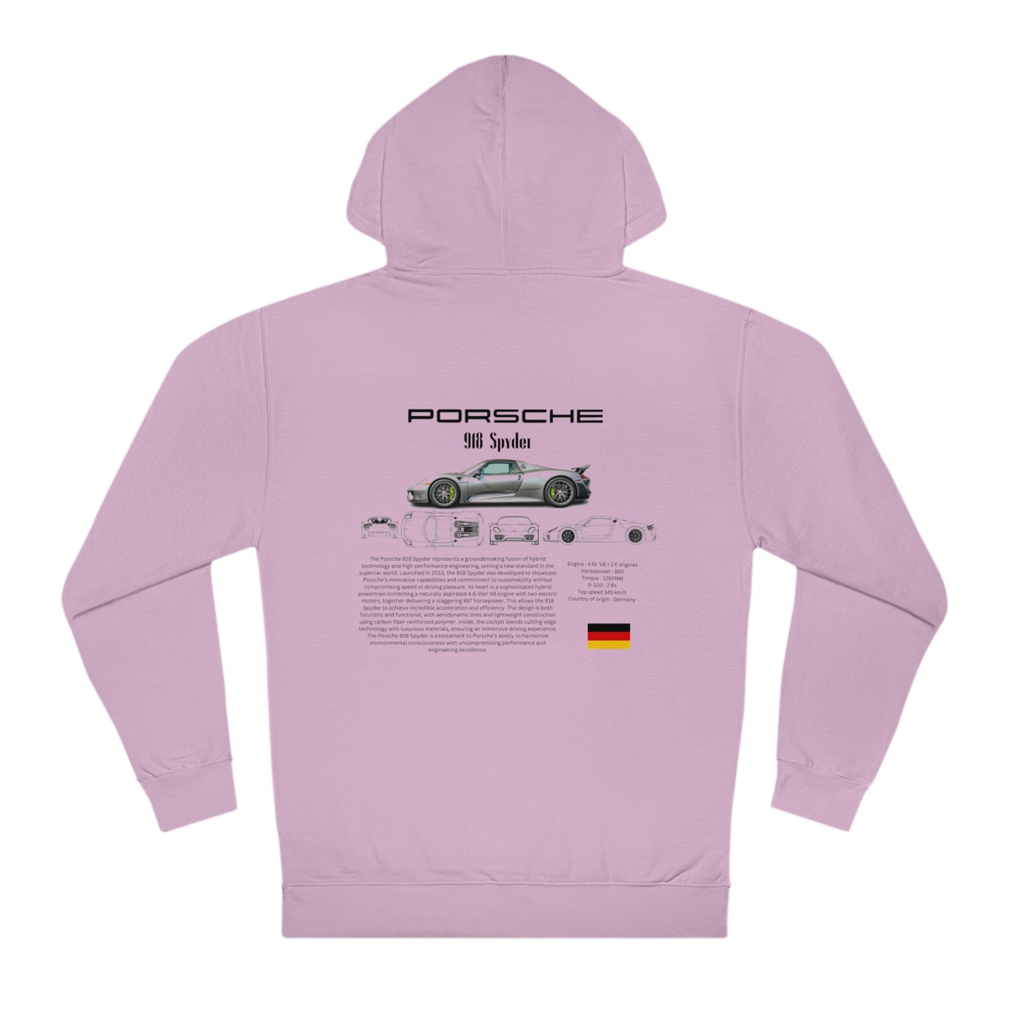 Porsche 918 Spyder Fashion Hoodie For Car Lovers And Enthusiasts