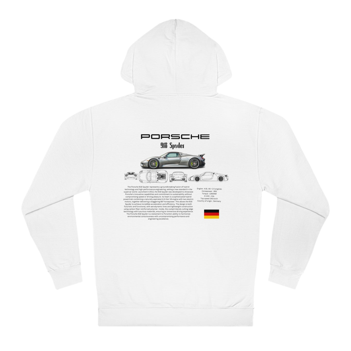 Porsche 918 Spyder Fashion Hoodie For Car Lovers And Enthusiasts